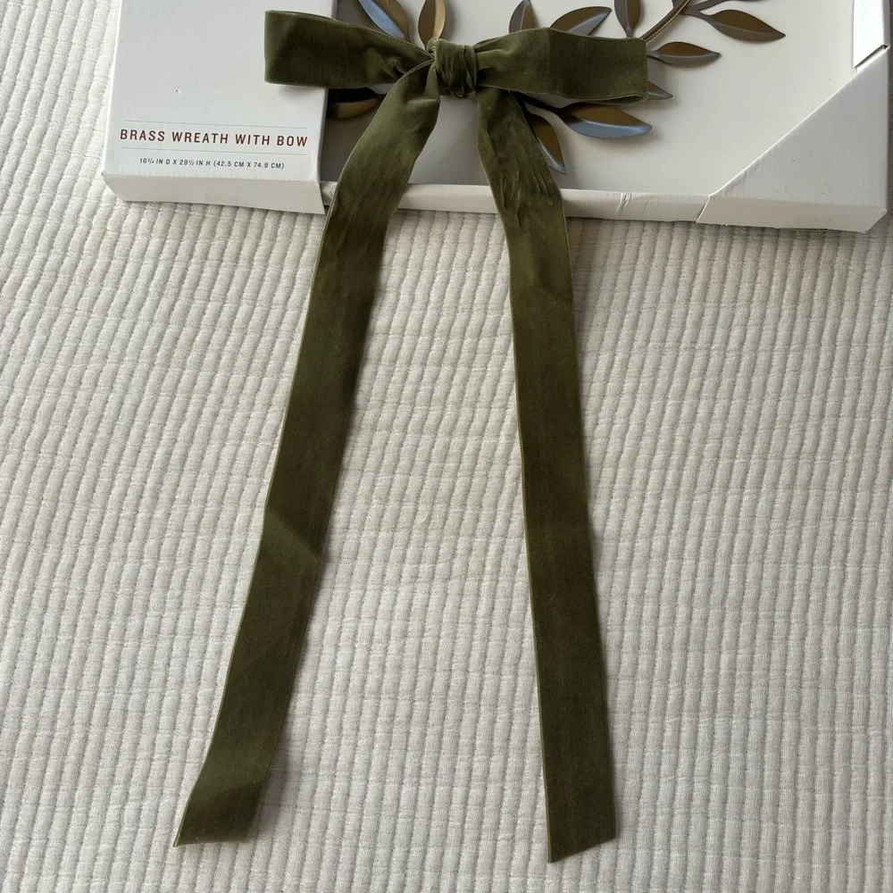 Hearth & Hand with Magnolia Decorative Brass Leaf Christmas Wreath Velvet Bow